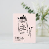 Hellrosa Match Save the Date im Himmel gemacht Postkarte (Stehend Vorderseite)