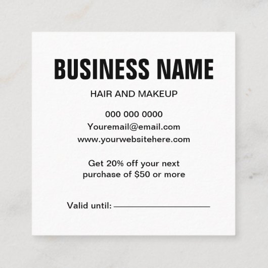 Hellrosa minimalistisch-modern rabattkarte (Rückseite)