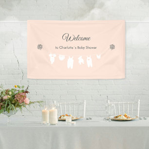 Hellrosa minimalistische Babyparty Begrüßung für e Banner