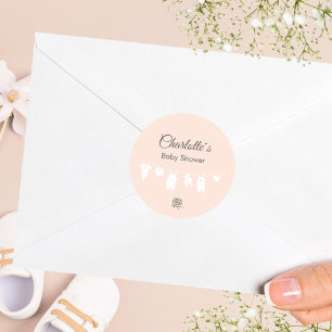 Hellrosa minimalistische Babyparty für Mädchen Runder Aufkleber
