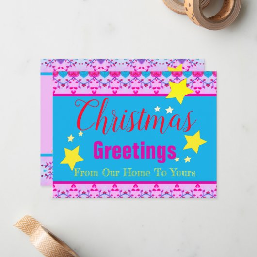 Hellrosa mit Blau Mitteilungskarte (Vorderseite/Rückseite Beispiel)