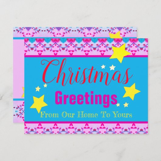 Hellrosa mit Blau Mitteilungskarte (Vorne/Hinten)