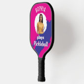 Hellrosa mit Foto und Name Personalisiert Pickleball Schläger (Links)