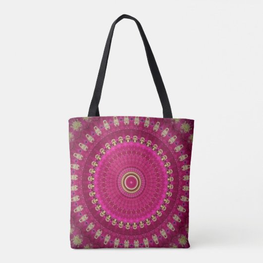 Hellrosa mit gelbem Mandala-Design Tasche (Rückseite)