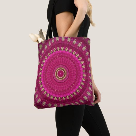 Hellrosa mit gelbem Mandala-Design Tasche (Von Nahem)