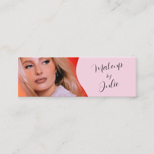 Hellrosa mit schwarzer Schrift Foto-Makeup Mini Visitenkarte (Vorderseite)