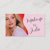 Hellrosa mit schwarzer Schrift Foto-Makeup Visitenkarte (Vorderseite)