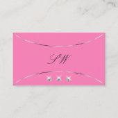 Hellrosa mit Silber-Deko-Diamanten und Monogramm Visitenkarte (Vorderseite)