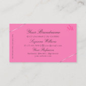 Hellrosa mit Silberdekor und Monogramm stilvoll Visitenkarte (Rückseite)