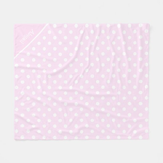 Hellrosa mit weißen Polka-Punkten Fleecedecke (Vorderseite (Horizontal))