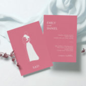 Hellrosa moderne HandDrawn Couple Wedding Einladung