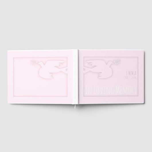Hellrosa Modernes Dove Baby Celebration Gästebuch (Voll)