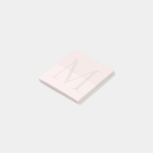 Hellrosa Monogramm-Initiale Post-it Klebezettel (angewinkelt)