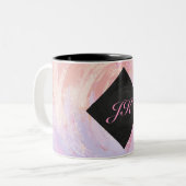 Hellrosa Monogramm Zweifarbige Tasse (Vorderseite Links)