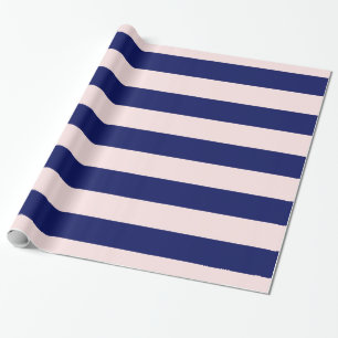 Hellrosa, Navy Blau XL Streifenmuster V Geschenkpapier