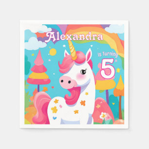 Hellrosa Niedliches Einhorn Geburtstag Serviette