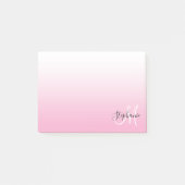 Hellrosa Ombre Elegant Monogram Post-it Klebezettel (Vorderseite)