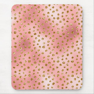Hellrosa Ombre & Gold Glam Glitter Punkte Mousepad