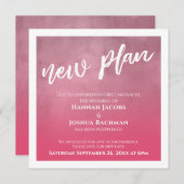 Hellrosa Ombre Hinausgezögerte Hochzeitsplankarte Einladung (Vorne/Hinten)