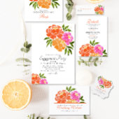 Hellrosa Orange Coral Floral Sommer Hochzeit Einladung