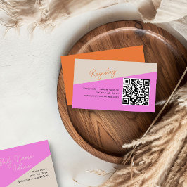 Hellrosa Orange Tricolor QR Code Baby Registry Begleitkarte