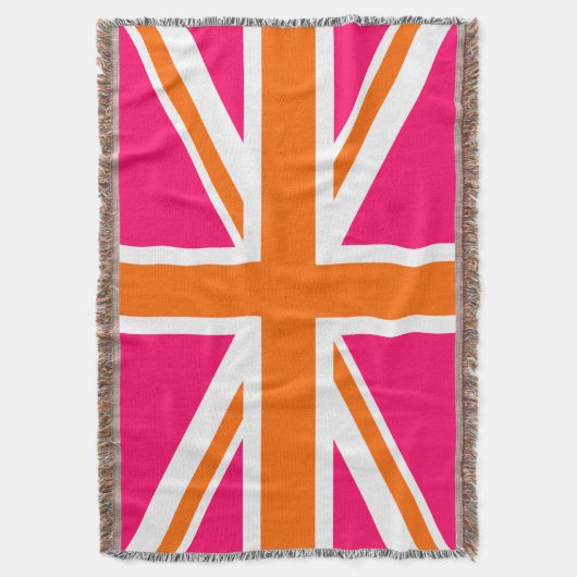 Hellrosa Orange und White Union Jack Decke (Vorderseite Vertikal)