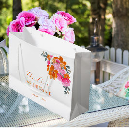 Hellrosa Orange Vibrannte florale Bridesmaid Große Geschenktüte