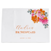 Hellrosa Orange Vibrannte florale Bridesmaid Große Geschenktüte (Vorderseite)