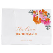 Hellrosa Orange Vibrannte florale Bridesmaid Große Geschenktüte (Rückseite)