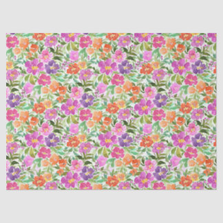 Hellrosa Orange Violett Aquarell-Garten Blumenmust Seidenpapier