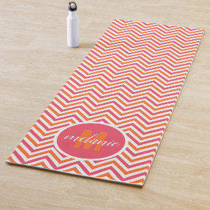 Hellrosa Orange Zickzack Monogramm Yogamatte