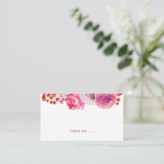 Hellrosa Orangefarbene Blumenbezeichnung Flat Plat Platzkarte (Stehend Vorderseite)