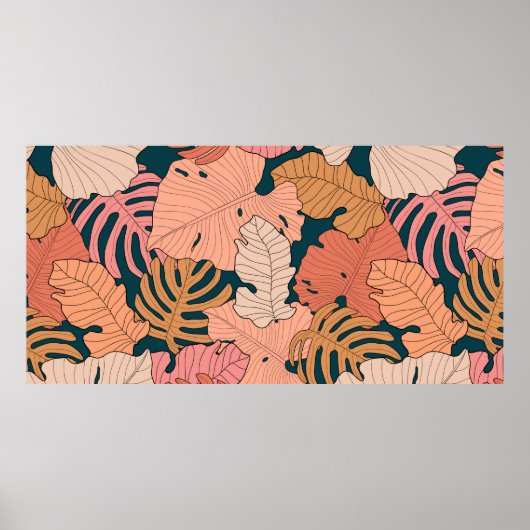 Hellrosa, orangefarbene, gelbe Blätter von Monster Poster (Vorne)