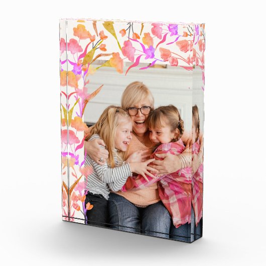 Hellrosa Orangefarbene Wildblume Orange Oma Fotoblock (Rechts)