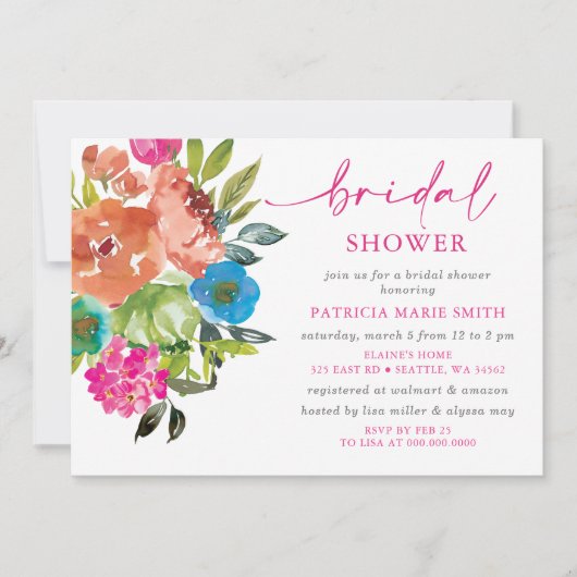 Hellrosa orangefarbenes Brautparty Einladung (Vorderseite)