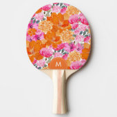 Hellrosa Orangefarbenes, lebhaftes, florales Monog Tischtennis Schläger (Vorderseite)