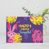 Hellrosa Ostersonne, Lila Feiertagskarte (Stehend Vorderseite)