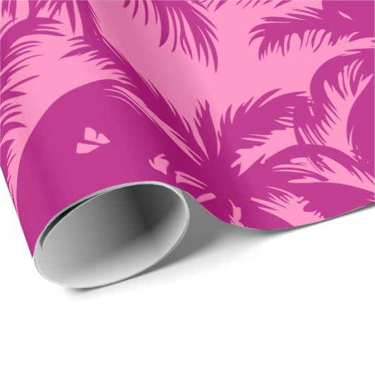 Hellrosa Palm-Muster Geschenkpapier (Rolleneckpunkt)