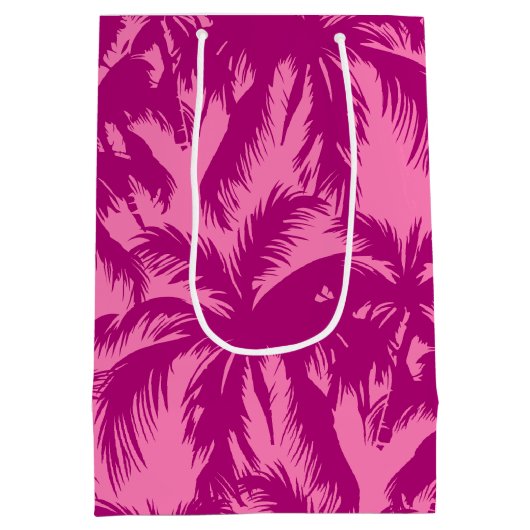 Hellrosa Palm-Muster Mittlere Geschenktüte (Rückseite)