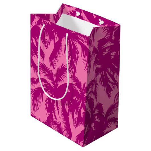 Hellrosa Palm-Muster Mittlere Geschenktüte (Rückseite Schrägansicht)