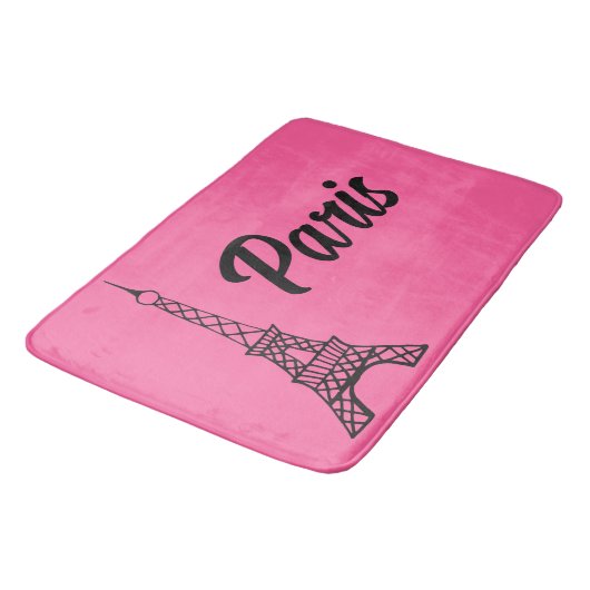 Hellrosa Paris Eiffelturm Bad Mat Rug Badematte (Schrägansicht)