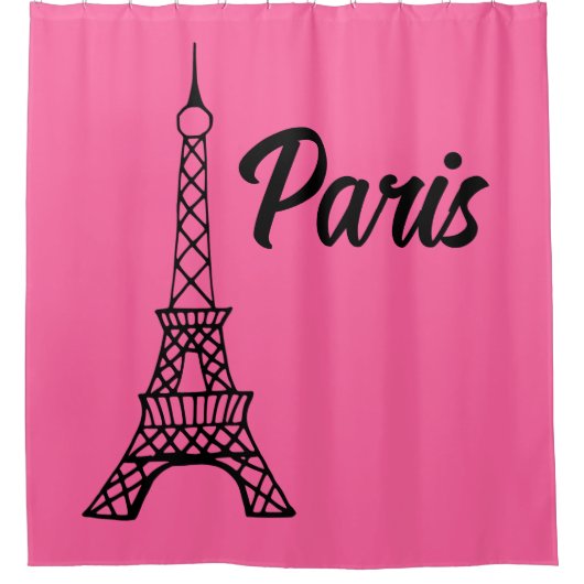 Hellrosa Pariser Eiffelturm Duschvorhang (Vorderseite)