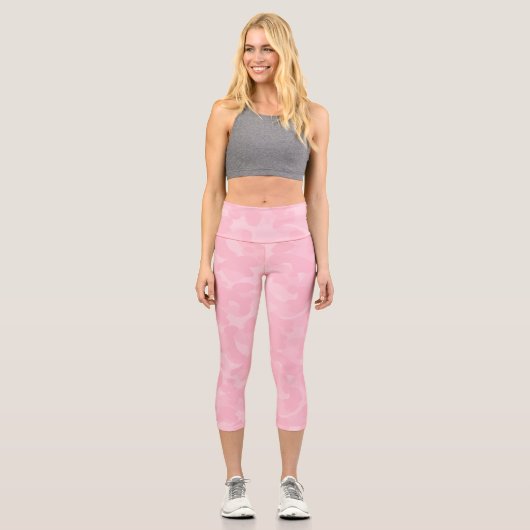 Hellrosa Pastel Classic Camouflage Camouflage Must Capri Leggings (Vorderseite)