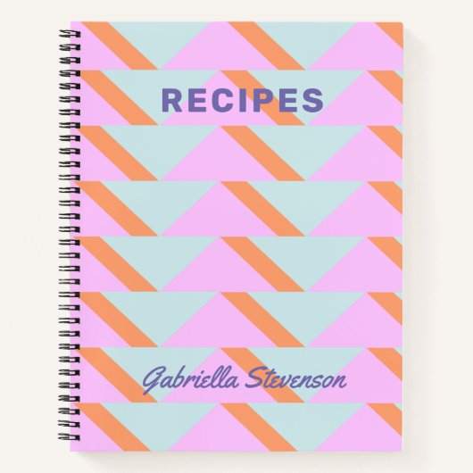 Hellrosa Pastel Retro Geometrisches Rezept Notizblock (Vorderseite)