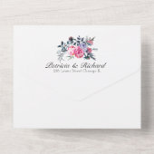 Hellrosa Peony Floral Monogram Elegante Hochzeit All In One Einladung (Rückseite)