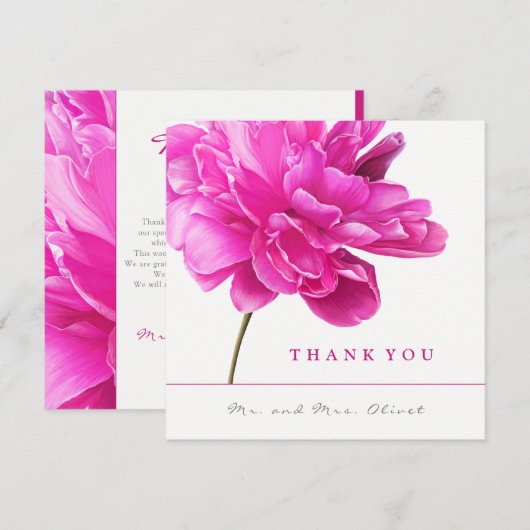Hellrosa Peony Wedding Danke Karte (Vorne/Hinten)