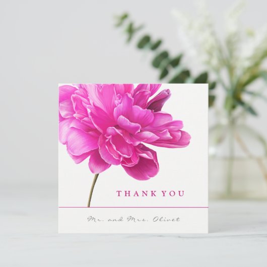 Hellrosa Peony Wedding Danke Karte (Stehend Vorderseite)