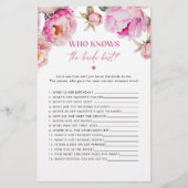 Hellrosa Peony Wer kennt das beste Spiel der Braut (Vorderseite)