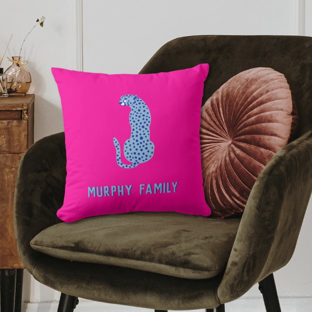 Hellrosa Personalisiert Modernes Geparden Kissen (Bright Pink Personalized Modern Cheetah Pillow
)