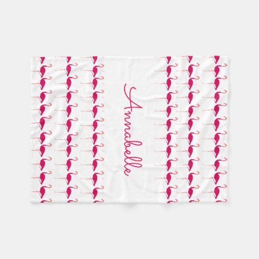 Hellrosa Personalisierte Aquarellfarbe Flamingo dr Fleecedecke (Vorderseite (Horizontal))